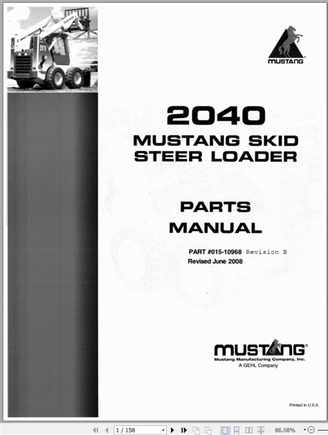 mustang 2040 skid steer manual